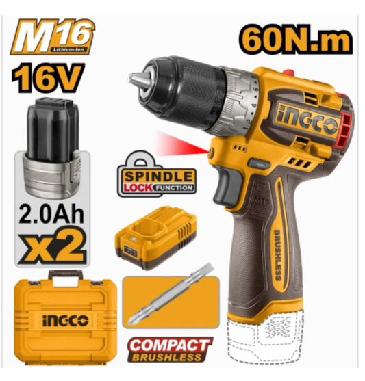 TRAPANO COMPACT BRUSHLESS 60Nm CON 2 BATTERIE 16V