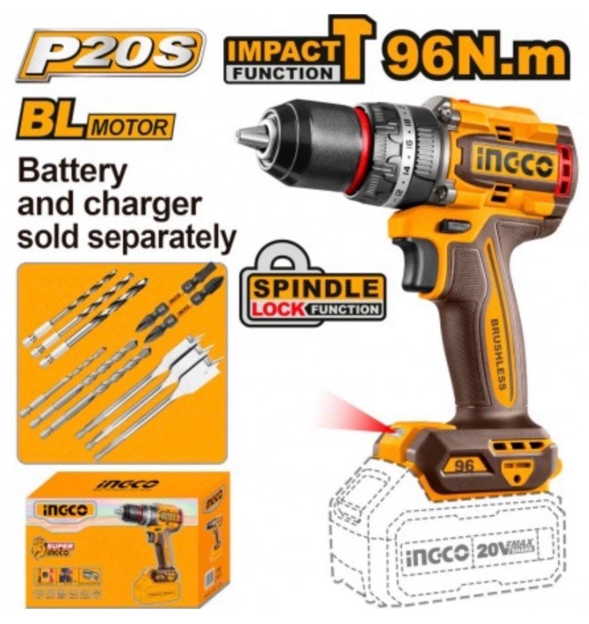 TRAPANO A PERCUSSIONE BRUSHLESS 96N.m NUDO