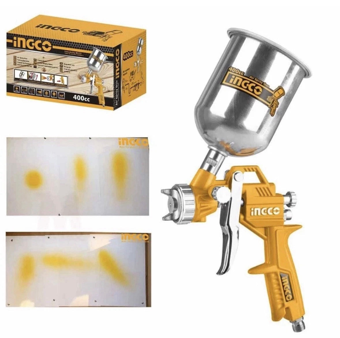 Ingco ASG4041 PISTOLA A SPRUZZO AEROGRAFO CON SERBATOIO SUPERIORE 1,5 MM 400 CC