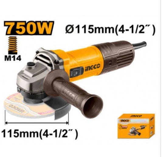 Smerigliatrice angolare 115mm INGCO Professionale 750 W serie industrial AG75018