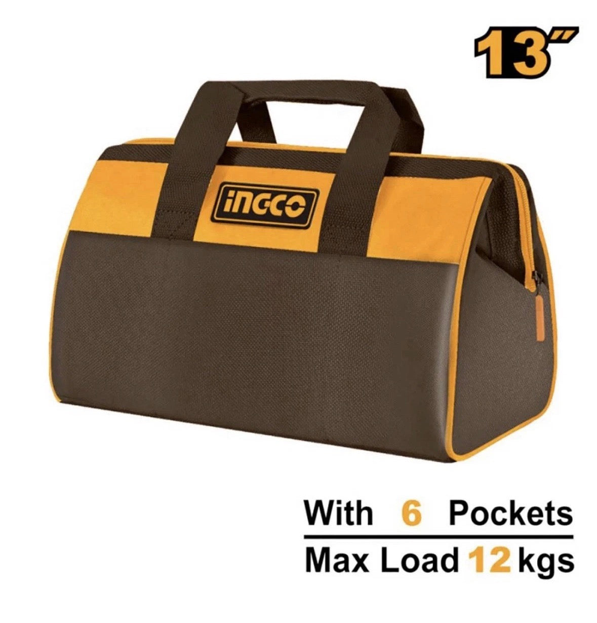 Ingco Borsa porta attrezzi da lavoro 13" 33cm Struttura Rigida 6 tasche Utensili