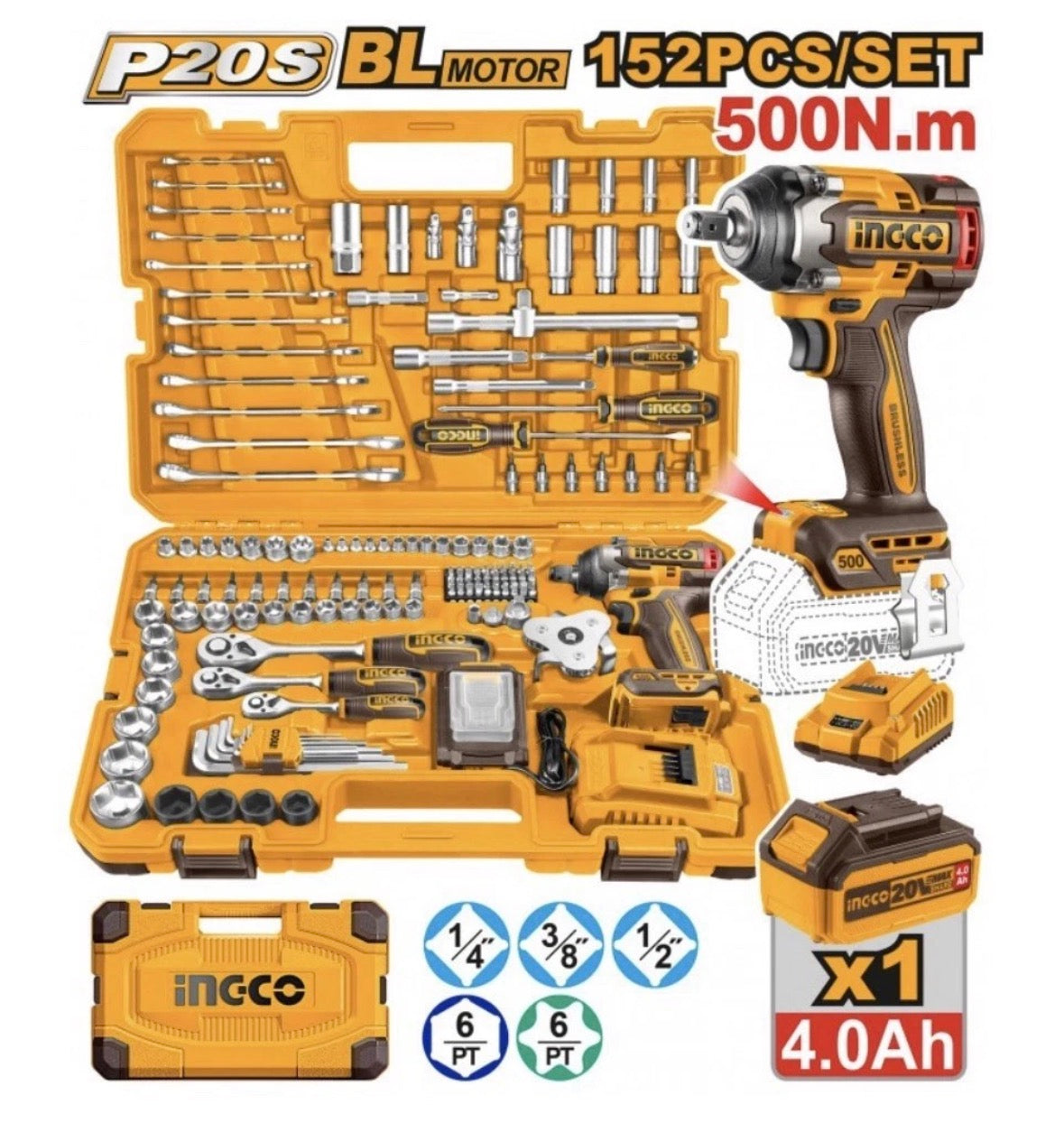 VALIGETTA 152 PZ CON AVVITATORE CIWLI2050, BATTERIA E CARICABATTERIA