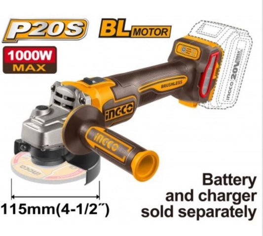 Smerigliatrice Brushless 1000w D115mm Nuda Ingco