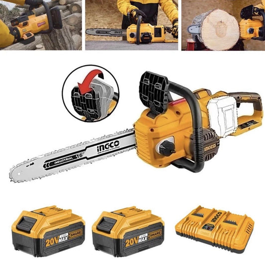 Ingco Motosega a batteria 40V elettrica Barra 40 cm Elettrosega completa 4ah