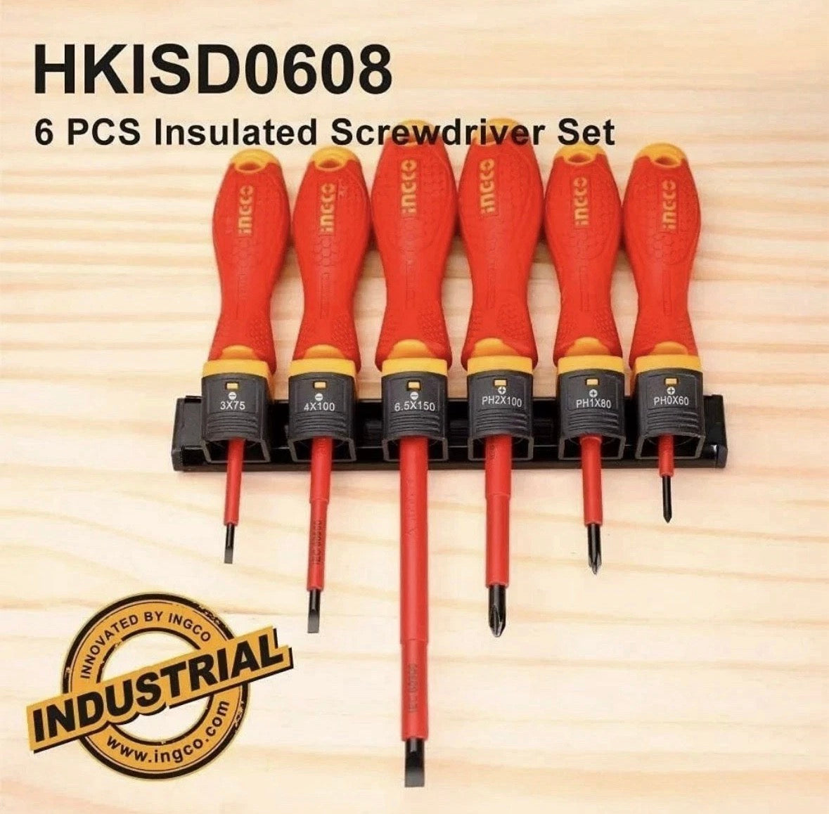 Cacciaviti Elettricista Isolanti 1000V INGCO Punta Magnetica 3 Croce + 3 Taglio